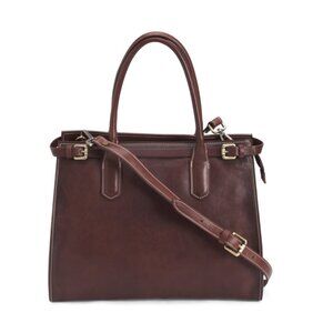 CAVALCANTI Brown Made In Italy Leather Belt Top Detail Satchel